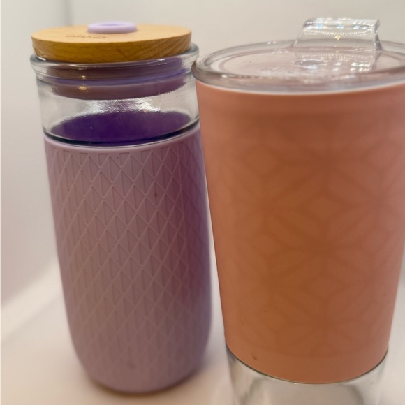 2 ELLO Glass tumblers, Purple and Pink Insulated Tumblers ( no straws) - Picture 1 of 12